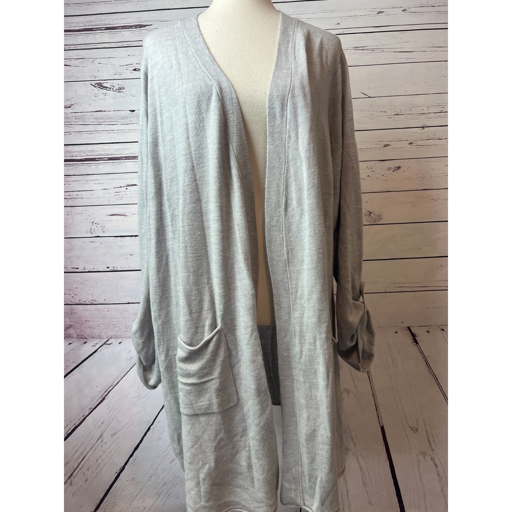 Catherines Duster Cardigan Sweater Plus size 2X Kimono Lagenlook Gray XXL‎ NWT